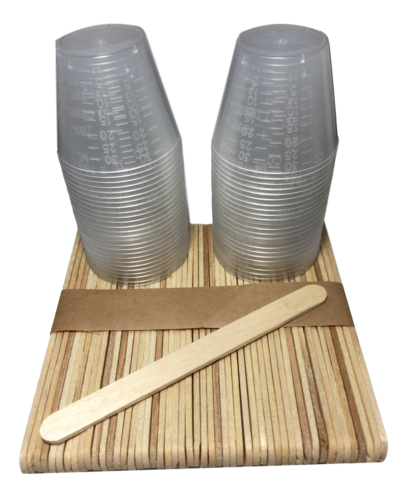 50 Mixing Sticks, 50 1oz Graduated Plastic Cups for Epoxy Resin, Polyester Resin, Paints - Image 2